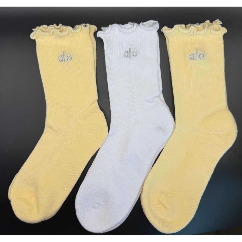 Alo 3 Pk Women's Lettuce Edge Socks Sz S/M